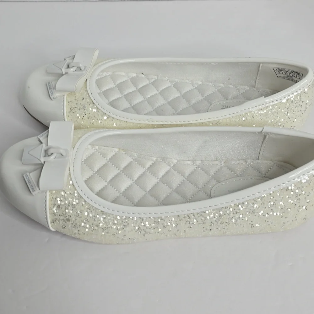 Micheal Micheal Kors Girls Kenya Glitter Bow Ballet Flats Size 2